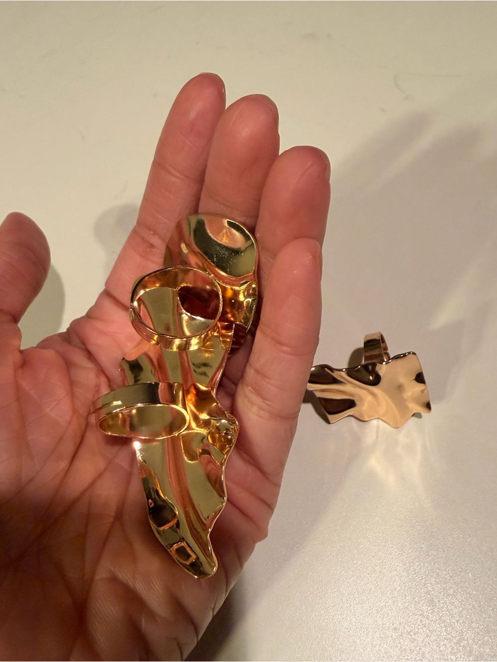 SHEIN Gold-Tone Men's Sculptural Ring Set